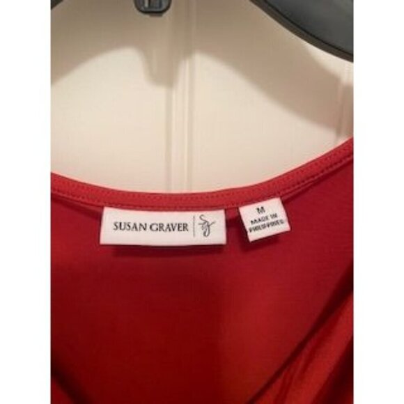 Susan Graver Red Sleeveless Draped Neck‎ Top M LIQUID KNIT Polyester & Spandex - Picture 2 of 14